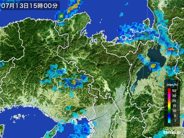 京都府の雨雲レーダー(2016年07月13日)