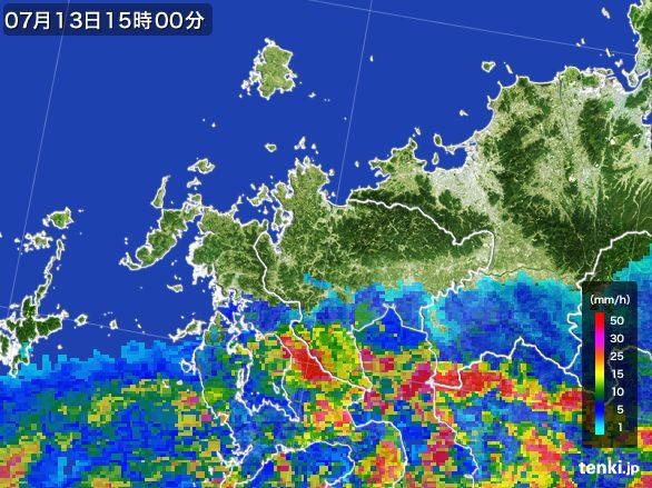 佐賀県の雨雲レーダー(2016年07月13日)