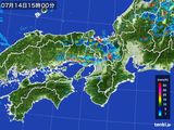 2016年07月14日の近畿地方の雨雲レーダー