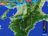 2016年07月14日の奈良県の雨雲レーダー