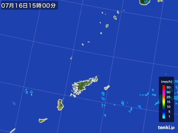 奄美諸島(鹿児島県)の雨雲レーダー(2016年07月16日)