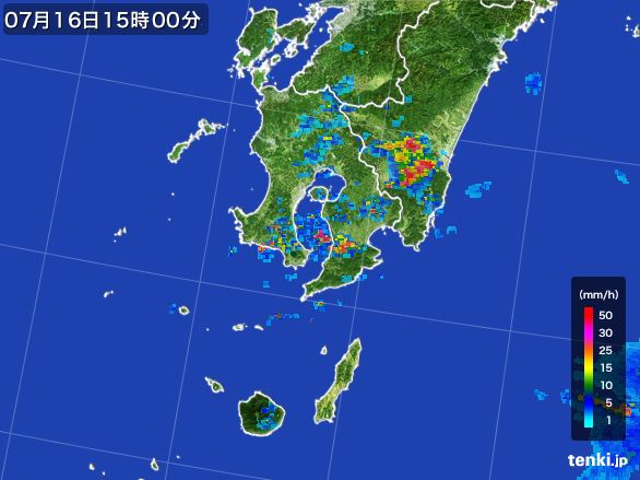 鹿児島県の雨雲レーダー(2016年07月16日)