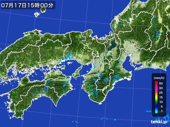 近畿地方の雨雲レーダー(2016年07月17日)