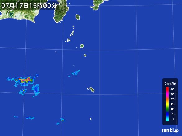 伊豆諸島(東京都)の雨雲レーダー(2016年07月17日)