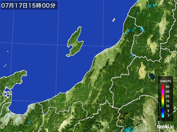 新潟県の雨雲レーダー(2016年07月17日)