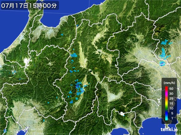 長野県の雨雲レーダー(2016年07月17日)