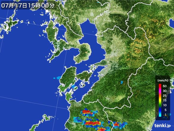 熊本県の雨雲レーダー(2016年07月17日)