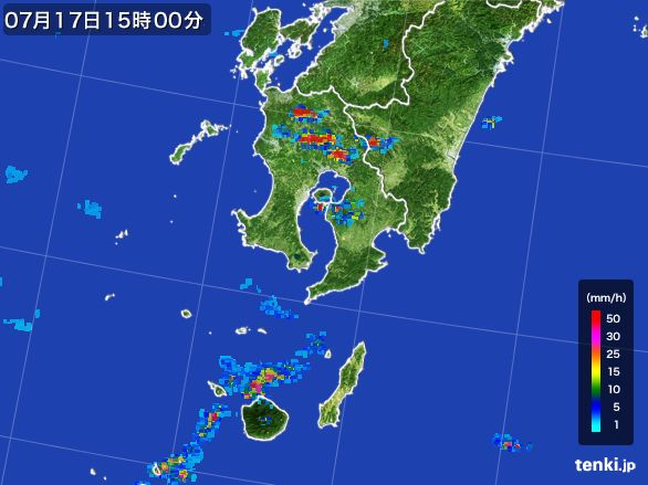 鹿児島県の雨雲レーダー(2016年07月17日)