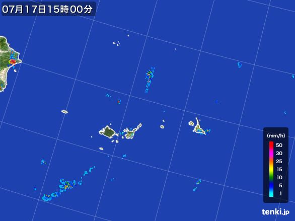 宮古・石垣・与那国(沖縄県)の雨雲レーダー(2016年07月17日)