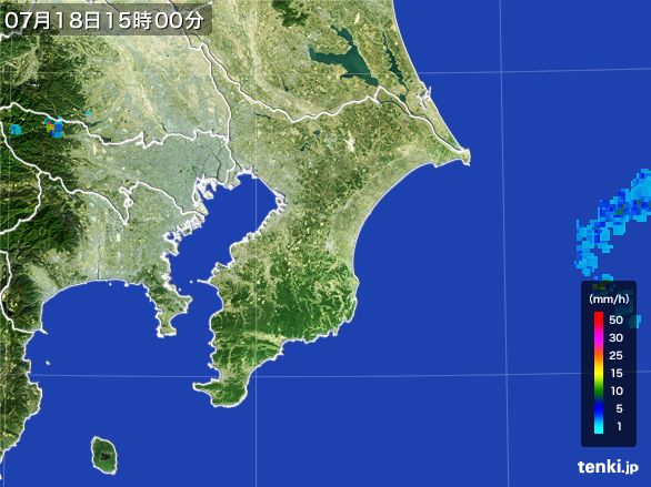 千葉県の雨雲レーダー(2016年07月18日)