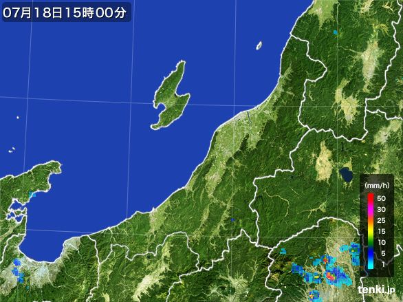 新潟県の雨雲レーダー(2016年07月18日)