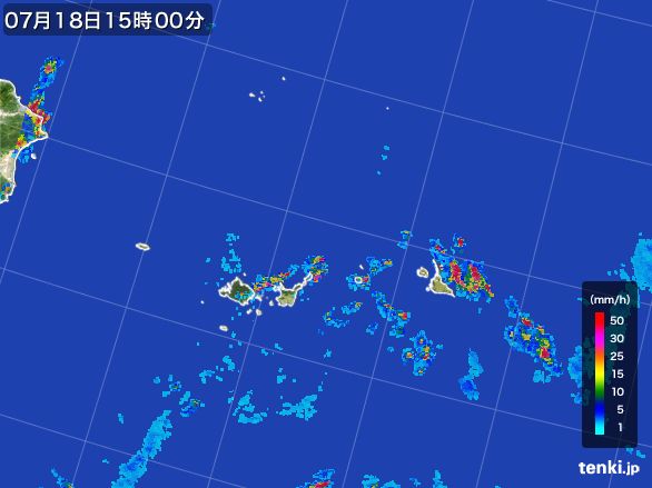 宮古・石垣・与那国(沖縄県)の雨雲レーダー(2016年07月18日)
