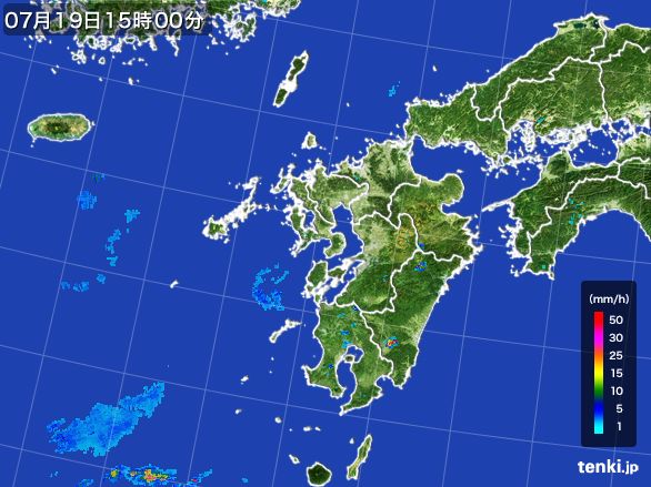 九州地方の雨雲レーダー(2016年07月19日)