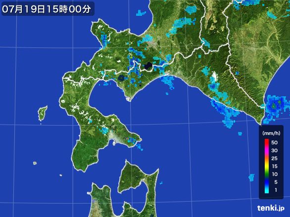 道南の雨雲レーダー(2016年07月19日)
