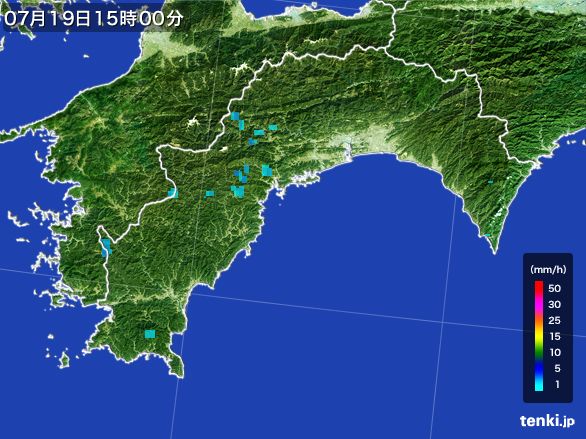 高知県の雨雲レーダー(2016年07月19日)