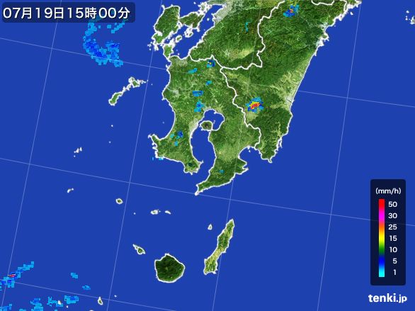 鹿児島県の雨雲レーダー(2016年07月19日)