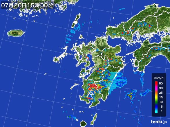 九州地方の雨雲レーダー(2016年07月20日)