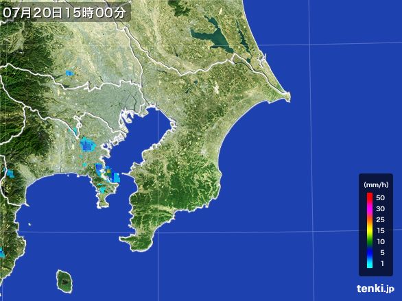 千葉県の雨雲レーダー(2016年07月20日)