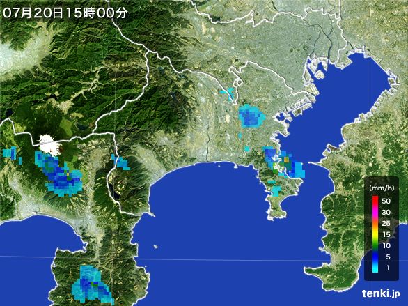 神奈川県の雨雲レーダー(2016年07月20日)