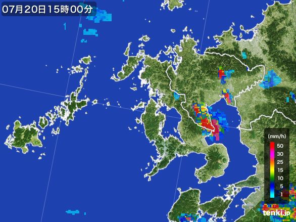 長崎県の雨雲レーダー(2016年07月20日)