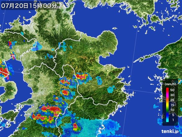 大分県の雨雲レーダー(2016年07月20日)