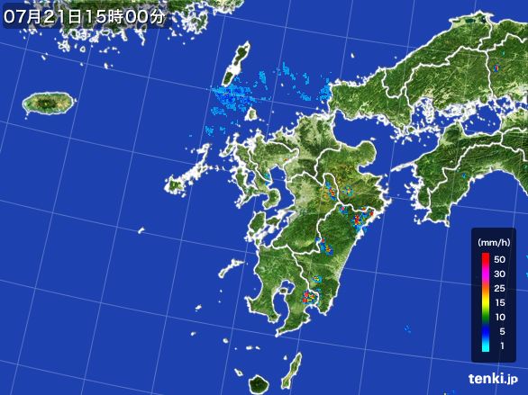 九州地方の雨雲レーダー(2016年07月21日)