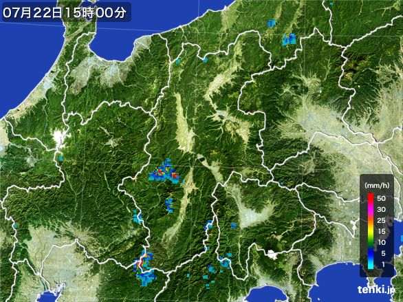 長野県の雨雲レーダー(2016年07月22日)
