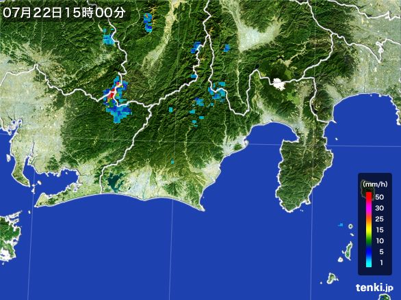 静岡県の雨雲レーダー(2016年07月22日)