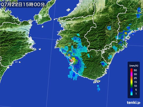 和歌山県の雨雲レーダー(2016年07月22日)
