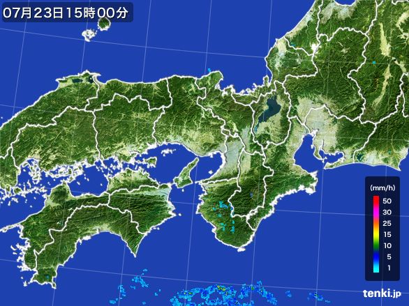 近畿地方の雨雲レーダー(2016年07月23日)