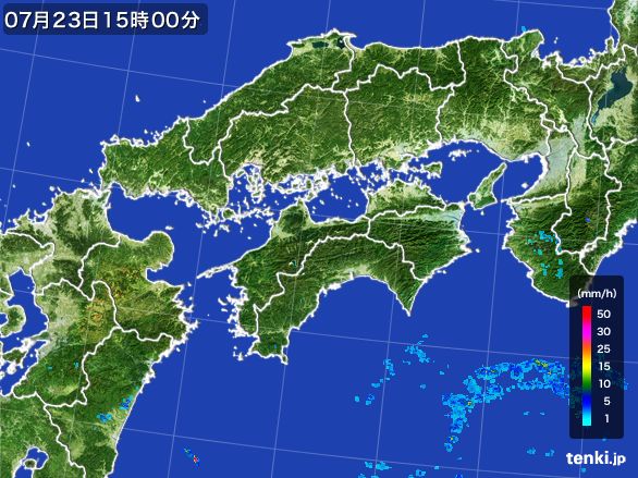 四国地方の雨雲レーダー(2016年07月23日)