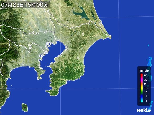 千葉県の雨雲レーダー(2016年07月23日)