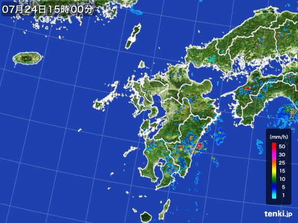 九州地方の雨雲レーダー(2016年07月24日)