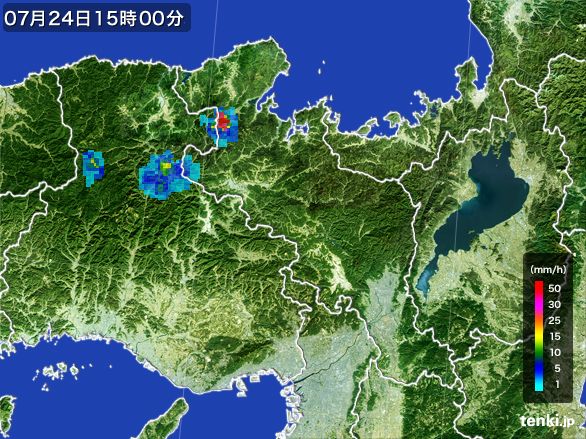 京都府の雨雲レーダー(2016年07月24日)