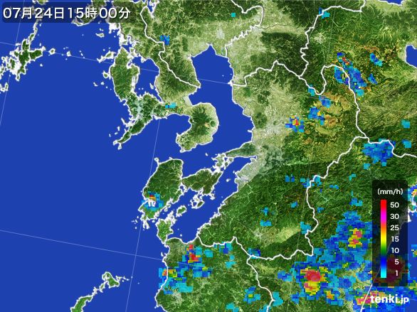 熊本県の雨雲レーダー(2016年07月24日)