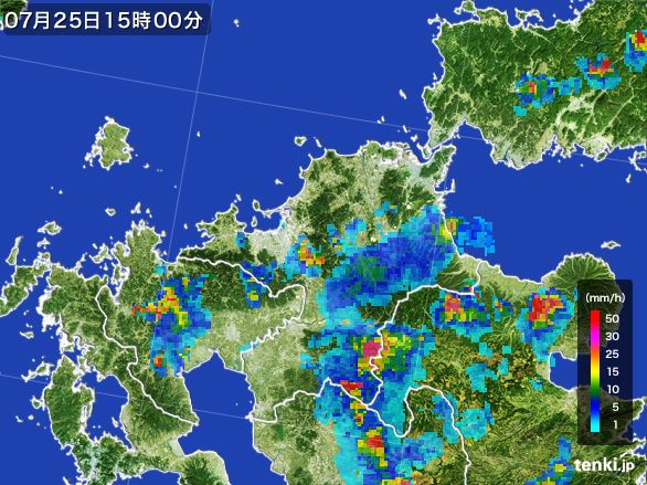 福岡県の雨雲レーダー(2016年07月25日)