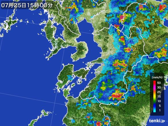 熊本県の雨雲レーダー(2016年07月25日)