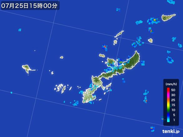 沖縄県の雨雲レーダー(2016年07月25日)