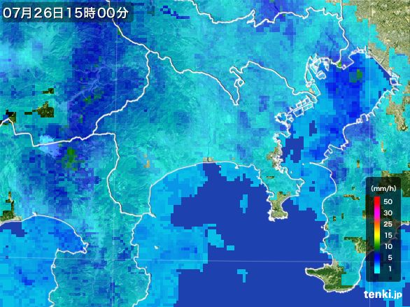 神奈川県の雨雲レーダー(2016年07月26日)