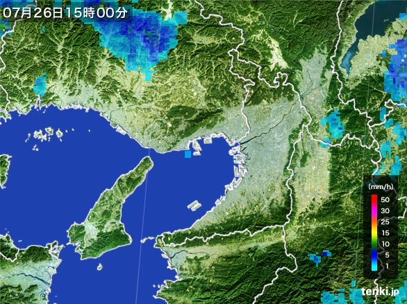 大阪府の雨雲レーダー(2016年07月26日)