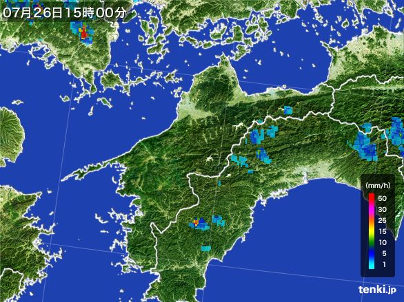 愛媛県の雨雲レーダー(2016年07月26日)