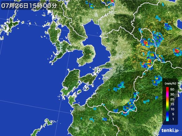 熊本県の雨雲レーダー(2016年07月26日)