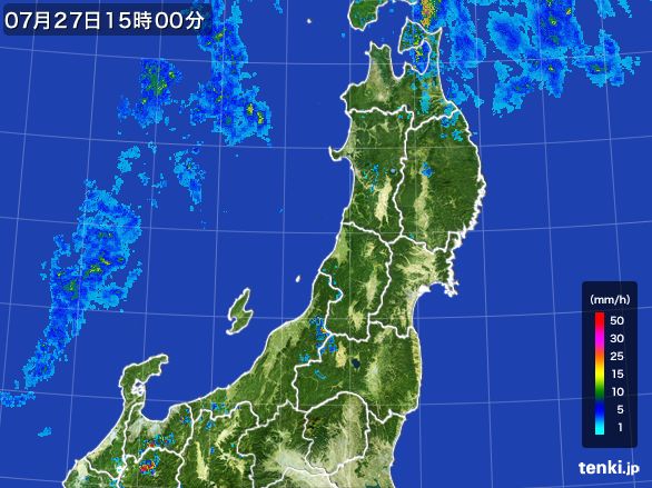 東北地方の雨雲レーダー(2016年07月27日)