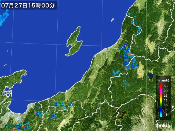 新潟県の雨雲レーダー(2016年07月27日)