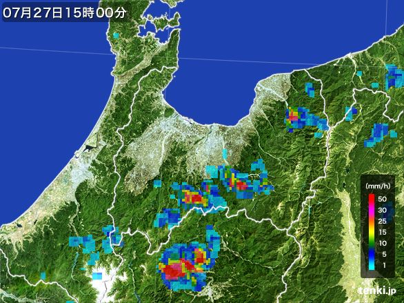 富山県の雨雲レーダー(2016年07月27日)