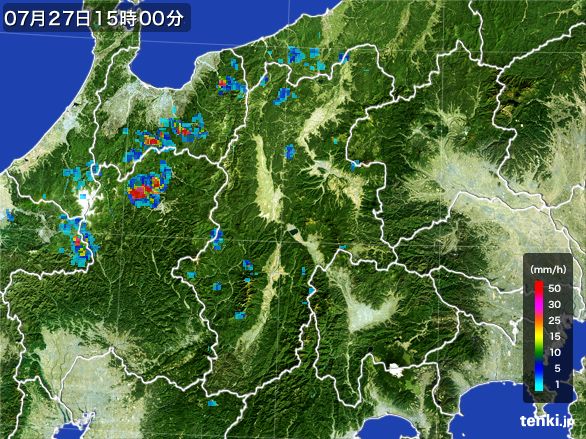 長野県の雨雲レーダー(2016年07月27日)