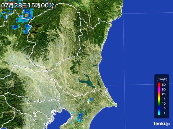 茨城県の雨雲レーダー(2016年07月28日)