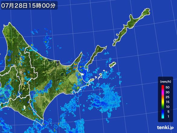 道東の雨雲レーダー(2016年07月28日)