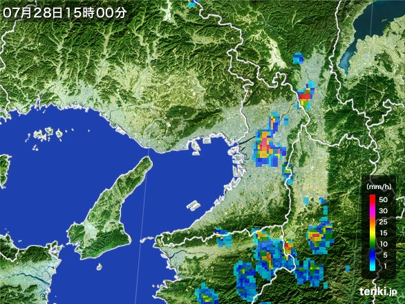 大阪府の雨雲レーダー(2016年07月28日)