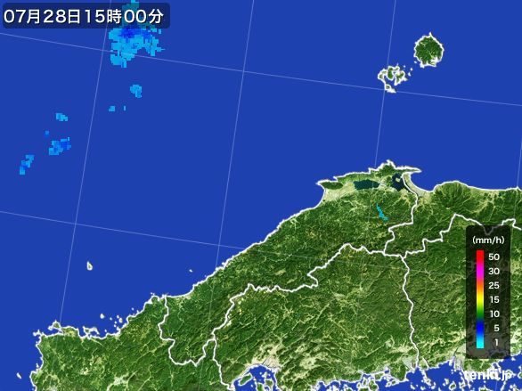 島根県の雨雲レーダー(2016年07月28日)